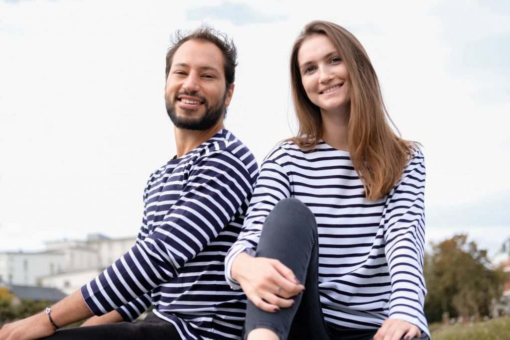 Les marinières homme et femme de Coton Vert, marque de mode éthique